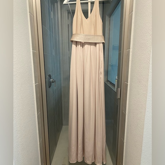 Vera Wang champagne bridesmaid dress with pockets, S 2 - Picture 1 of 4
